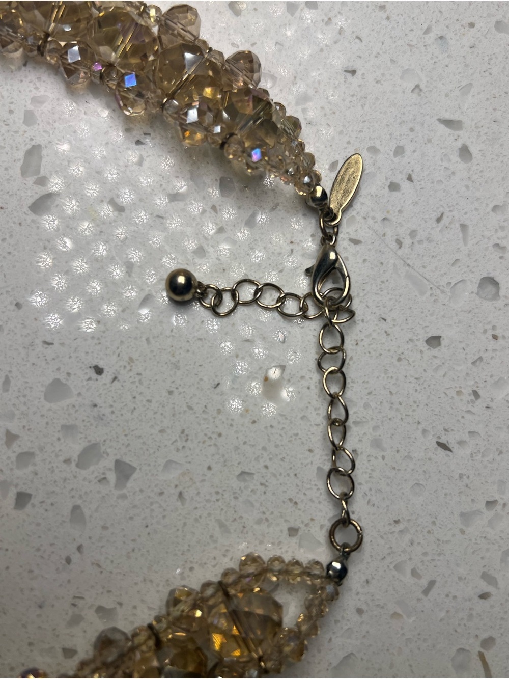 Natasha Couture Champagne Crystal Statement Necklace Collar OS - Picture 7 of 7